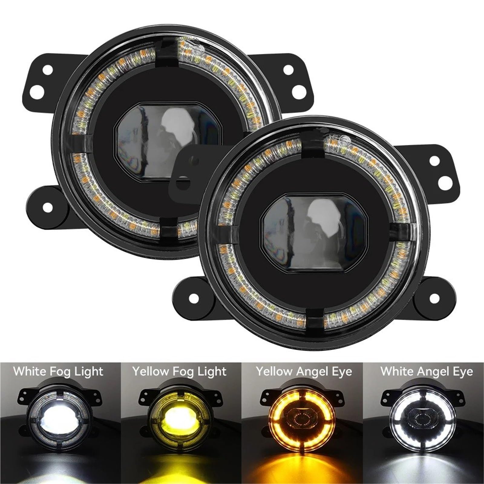 Motocicleta redondo Faros Antiniebla LED Redondos Magnum 2 X 4 Pulgadas Para Wrangler JK 2007-2017, Luces Conducción Delanteras Todoterreno