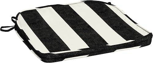 Arden Selections Cojín de asiento para exteriores de 19 x 20 pulgadas, raya de cabaña negra ónix