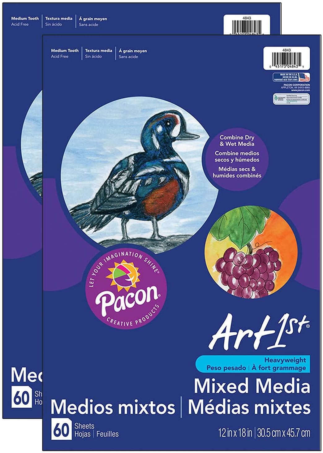 UCreate® Mixed Media Art Paper, Heavyweight, 12" x 18", 60
