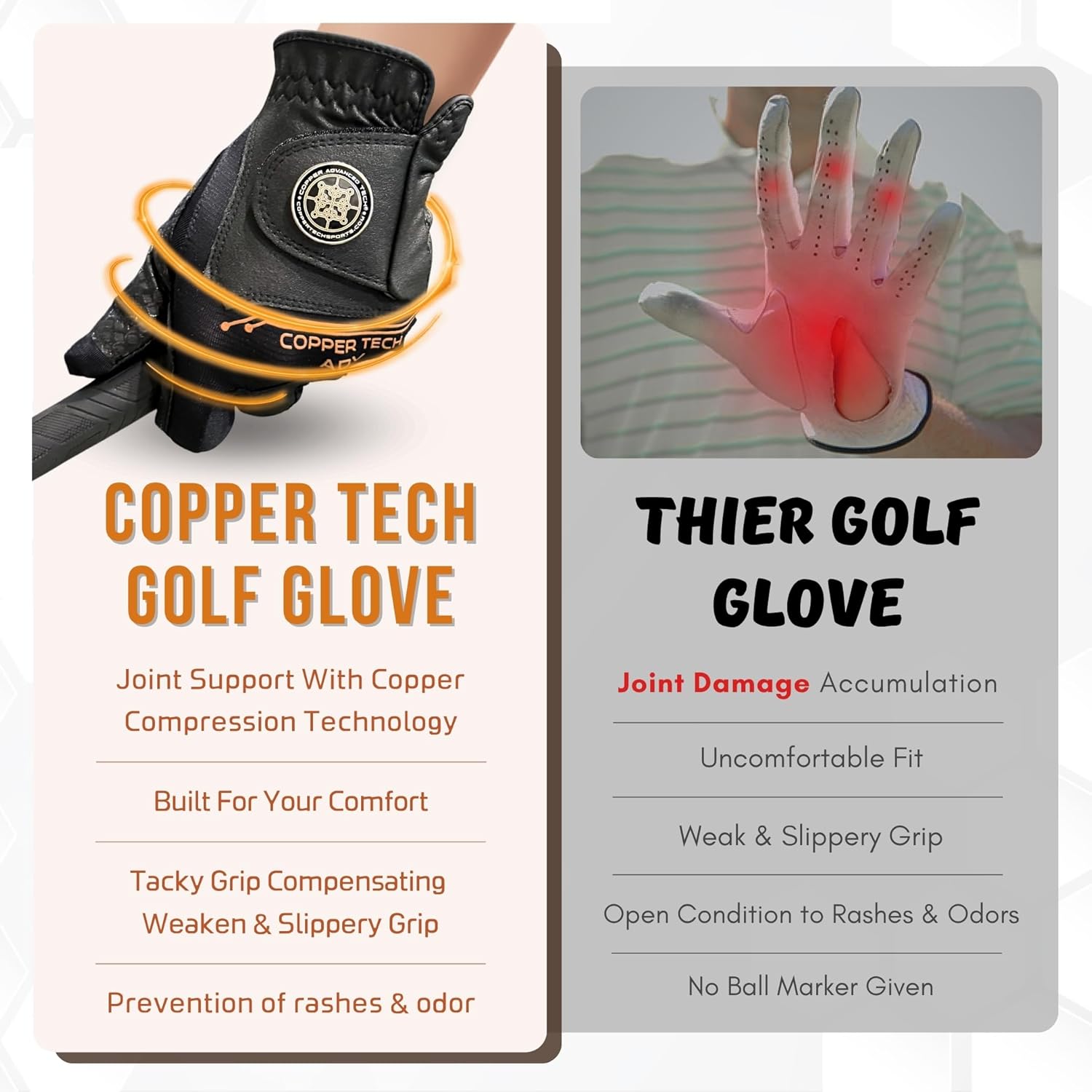 Copper Advanced Tech 2.0 Golf Gloves Women Right Handed Golfer Or Left Handed Golfer | Joint Support Copper Compression Womens Golf Glove | Tear Resistant Durability and Tacky Grip for Max Control