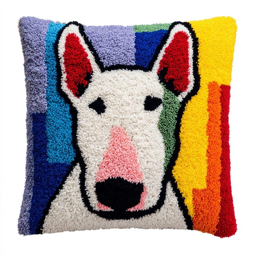 WallustrioaW Latch Hook Pillowcase Embroidery Kit,Animal Dog
