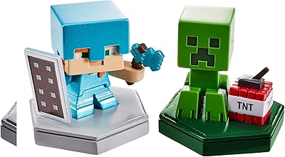 Mattel MINECRAFT Earth BOOST MINI FIGURES 2-PACK NFC-Chip Toys, Earth Augmented Reality Mobile Game, Based on Minecraft Video Game, Great for Playing, Trading, and Collecting, Adventure Toy