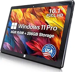 Fusion5 Tablet PC profissional Windows 11 integrado nos EUA de 10,1 polegadas – Tablet PC ultra fino Full HD Windows – 8 GB de RAM, SSD de 256 GB, tela de 10 polegadas, WiFi 5G, CPU Intel Quad-Core