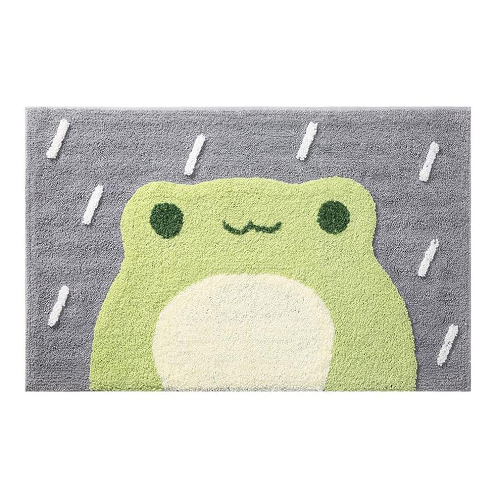 Bath Mat Non-Slip Washroom Doormat Cartoon Frog Pattern Absorbent Floor Rug Carpet S