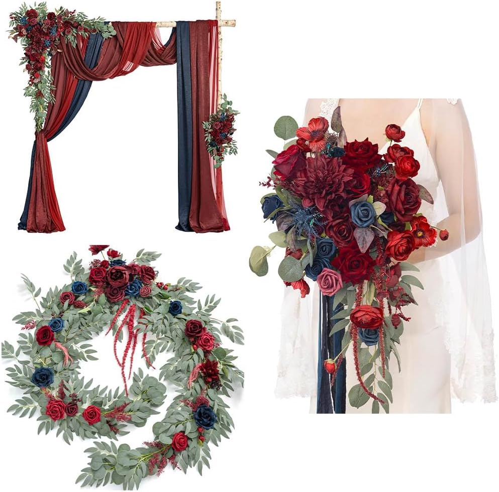 Ling's Moment Burgundy Red Wedding Artificial Flowers