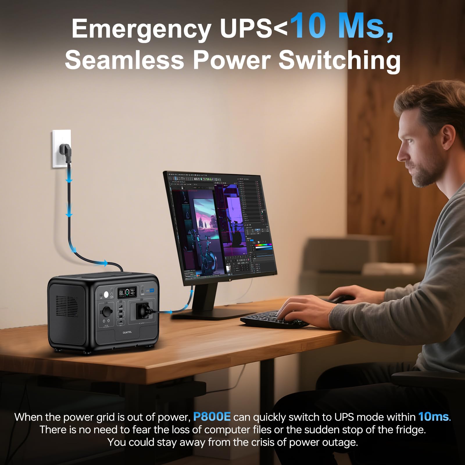 OUKITEL P800E Estación de Energía Portátil 512Wh, Generador Solar LiFePO4 | 800W AC (Pico 1600W), Carga Rápida en 1 Horas, Power Station Para Camping, Viajes, Cortes de Luz, Emergencias