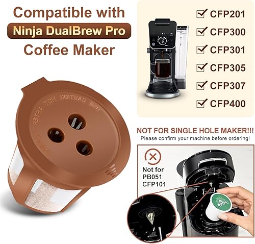 Miniatura 3 de VIVI SKY Filtro de café reutilizable para cafetera Ninja, filtro de 4 conos #4 para doble preparación, accesorios de café (5 tazas K)