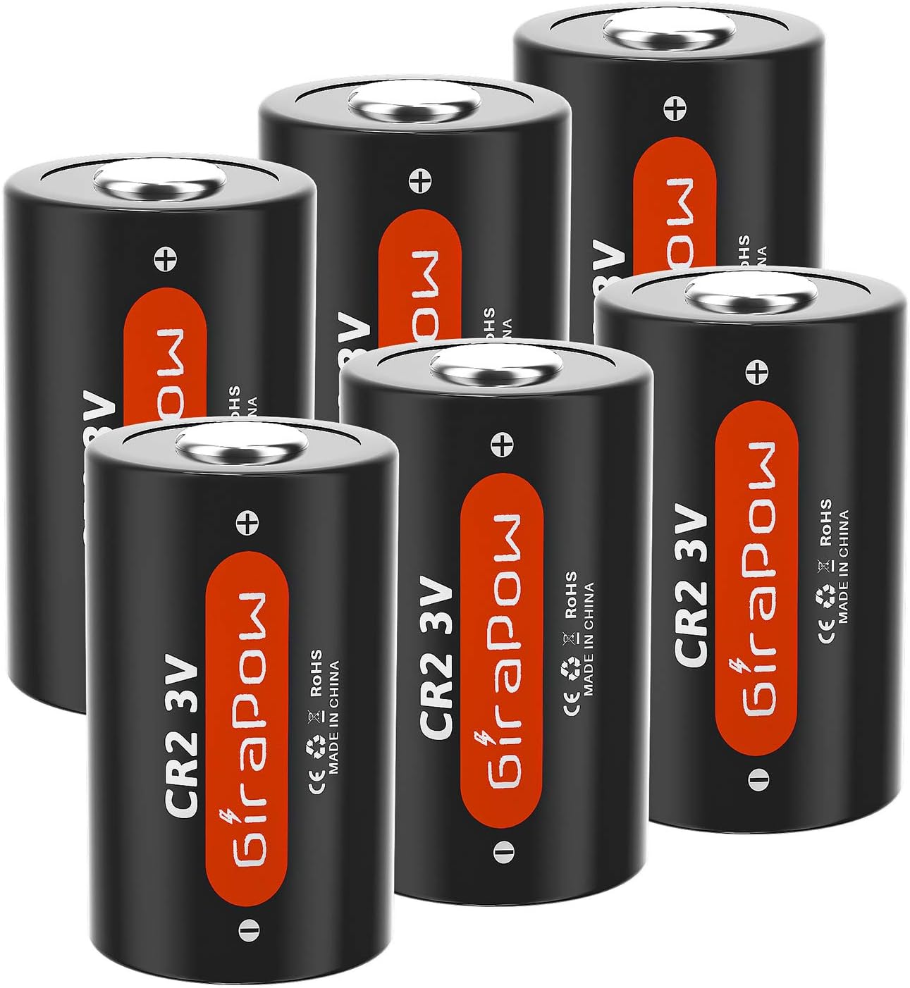 CR2 3V Lithium Battery, Girapow 3 Volt 800mAh Battery with PTC Protected for Golf Rangefinder, Instax Mini 25 50S 70, Flashlight, Calculator, Alarm Systems, 6-Count