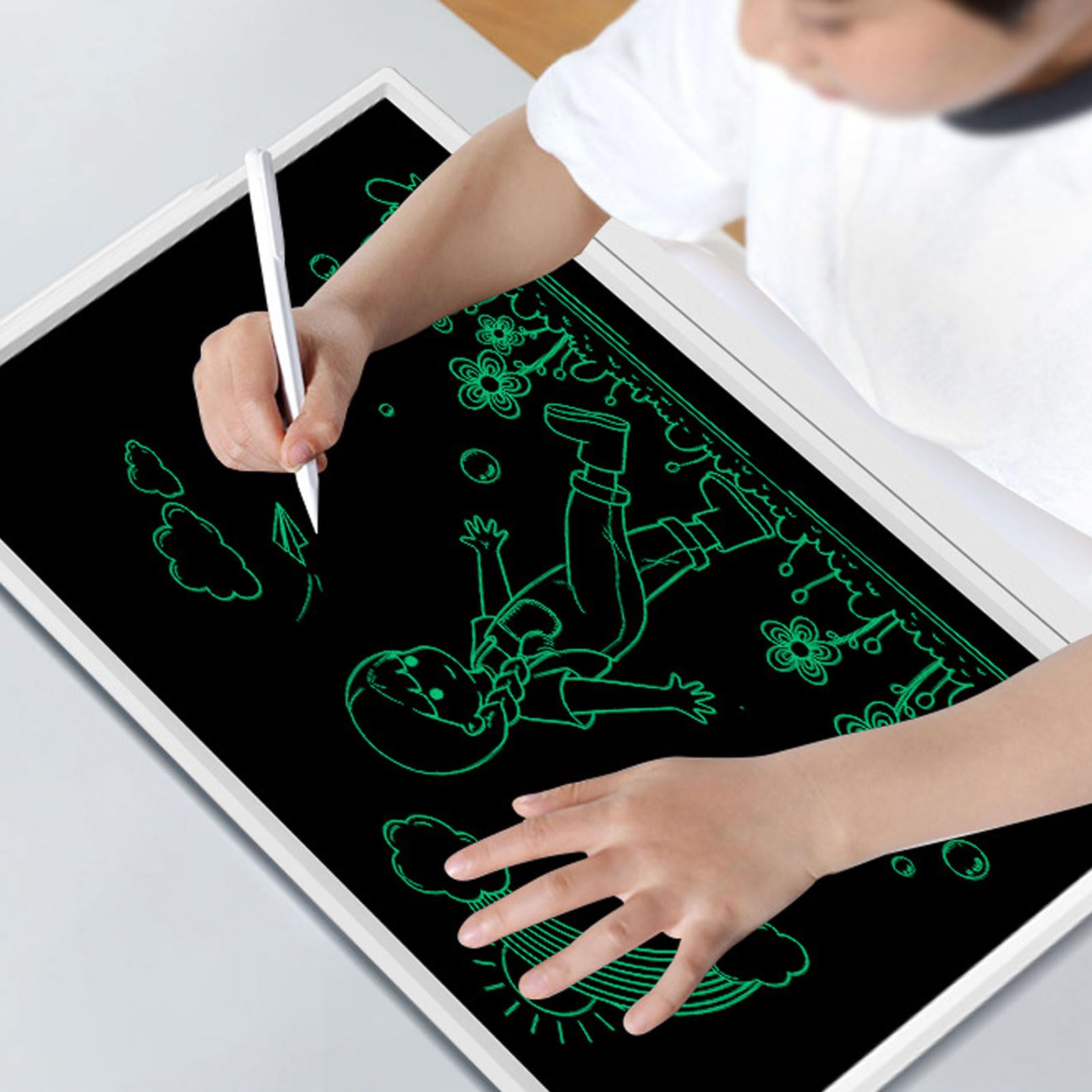 Asixxsix Tavoletta Grafica LCD da 24 Pollici, Schermo Ad Alta luminosità Lavagna Colorata per Doodle con Penna di Supporto Integrata Inclusa per l'uso in Ufficio, a Casa e a Scuola