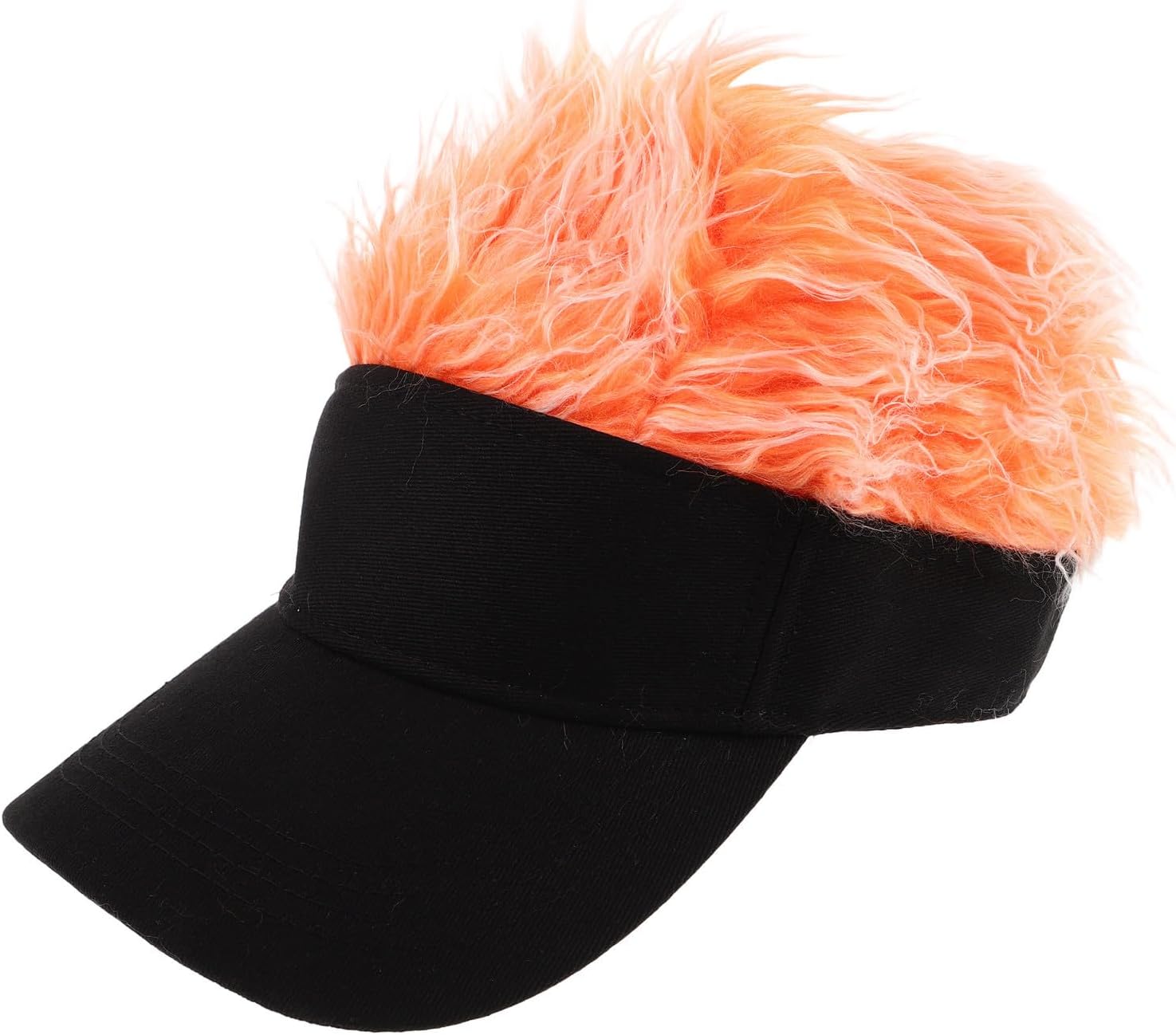 Men's Novelty Baseball Cap Wig Visor with Hair for Halloween Multi