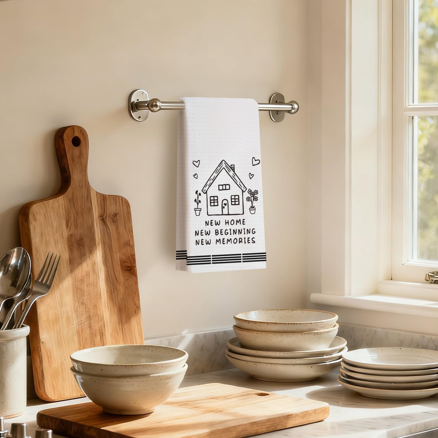 Housewarming Gifts 2026 Kitchen Dish Towels, New Home Gift Ideas, House Warming Gifts for Homeowner Hostess, New Home Decor with Housewarming Saying for Kitchen Bathroom Decor, 16x24 Inch