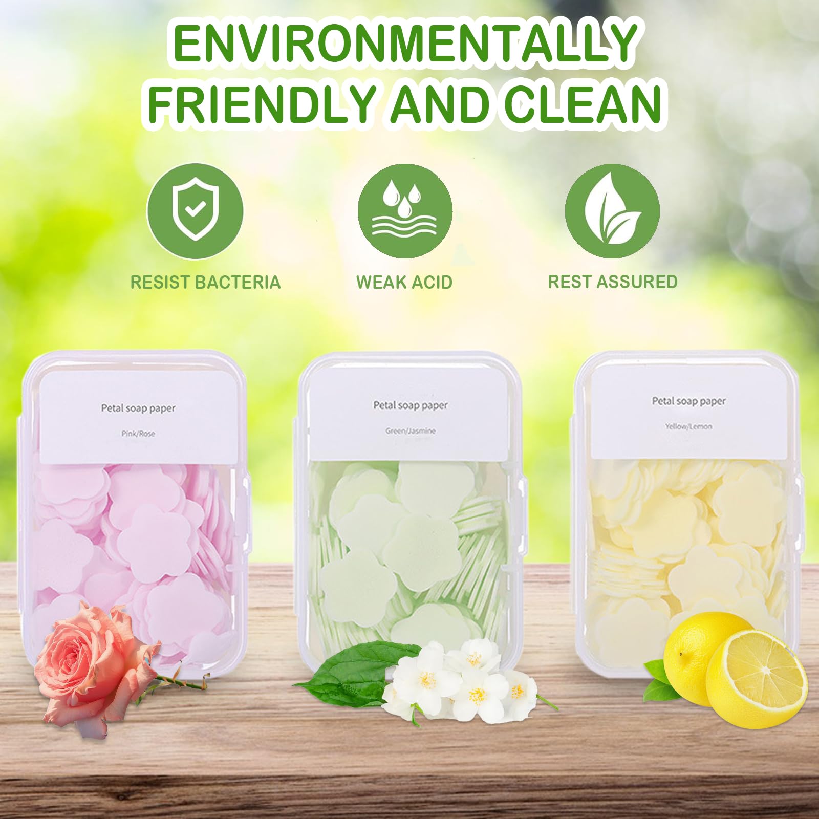Lot de 600 mini feuilles de savon portables – Papier parfumé jetable pour lavage des mains, savon soluble pour camping et randonnée