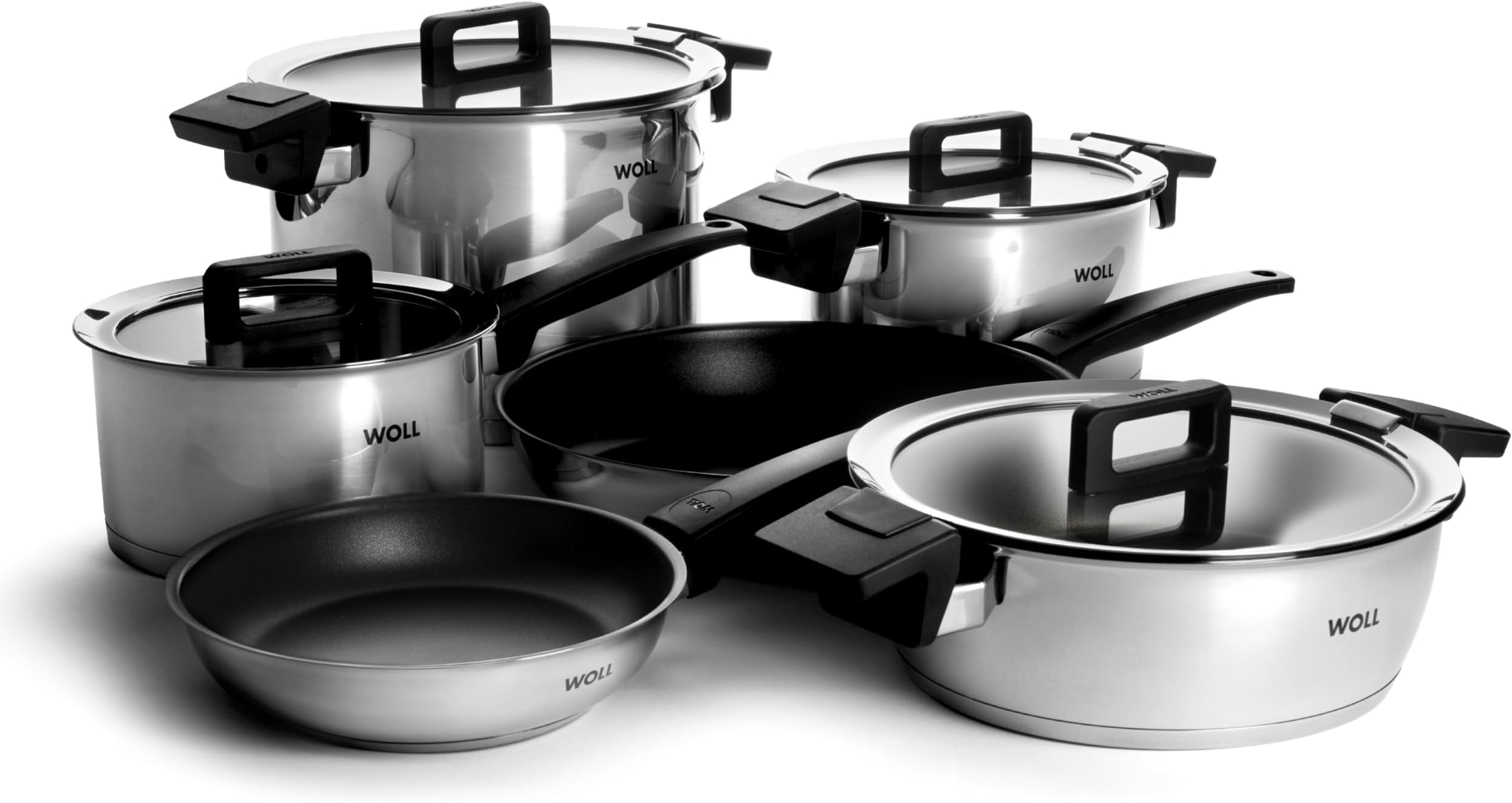 Wool NCSET002 Concept 6 Piece Pan Set Made of Stainless Steel For Induction Includes 1 x 520NC/1 x 528NC/1 x 918NC/1 x 120NC/1 x 124 โ Multifunctional 2NC/1 x 824NC with Glass Lid