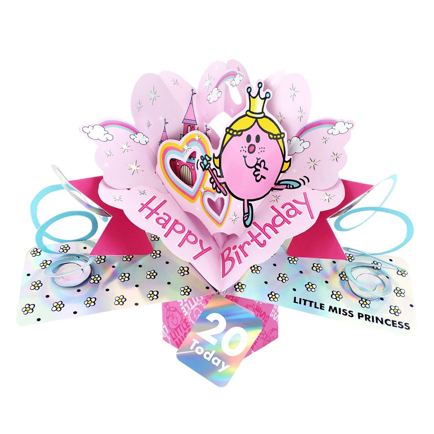 Second Nature Pop Ups Mr. Men Little Miss Princess 20 Today 3D Pop Up Pink 20th Birthday Card For Her Collectable Greeting Card - Princess Design, Eco-Friendly, Nostalgic, Keepsake, Freestanding