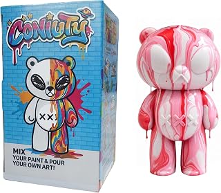 Marble Painting Fluid Bear UP Figure Mold for Couple, Friend and Family Group Activity, Home Decoration for Table, Shelf and Cabinet (Red&Pink Mix)
