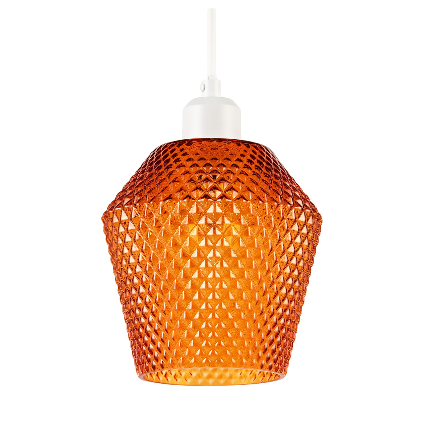 B&Q -  Modern And Compact Diamond Design Vivid Orange Glass Pendant Shade