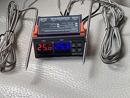 Temperature Controller Thermostat Thermometer BBQ Grill Oven Stove Charcoal Burning Pit Smoker Cajun 572 ?F with 2 Metal Braided Pin Point L Sensor