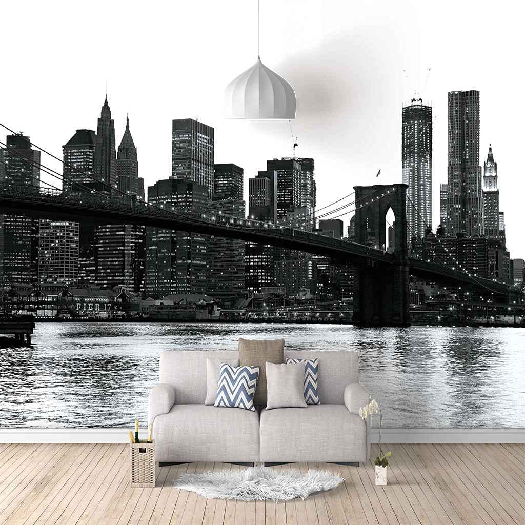 Papier peint 3D construction de ponts urbains canevas DIY autocollant de 150x105 cm