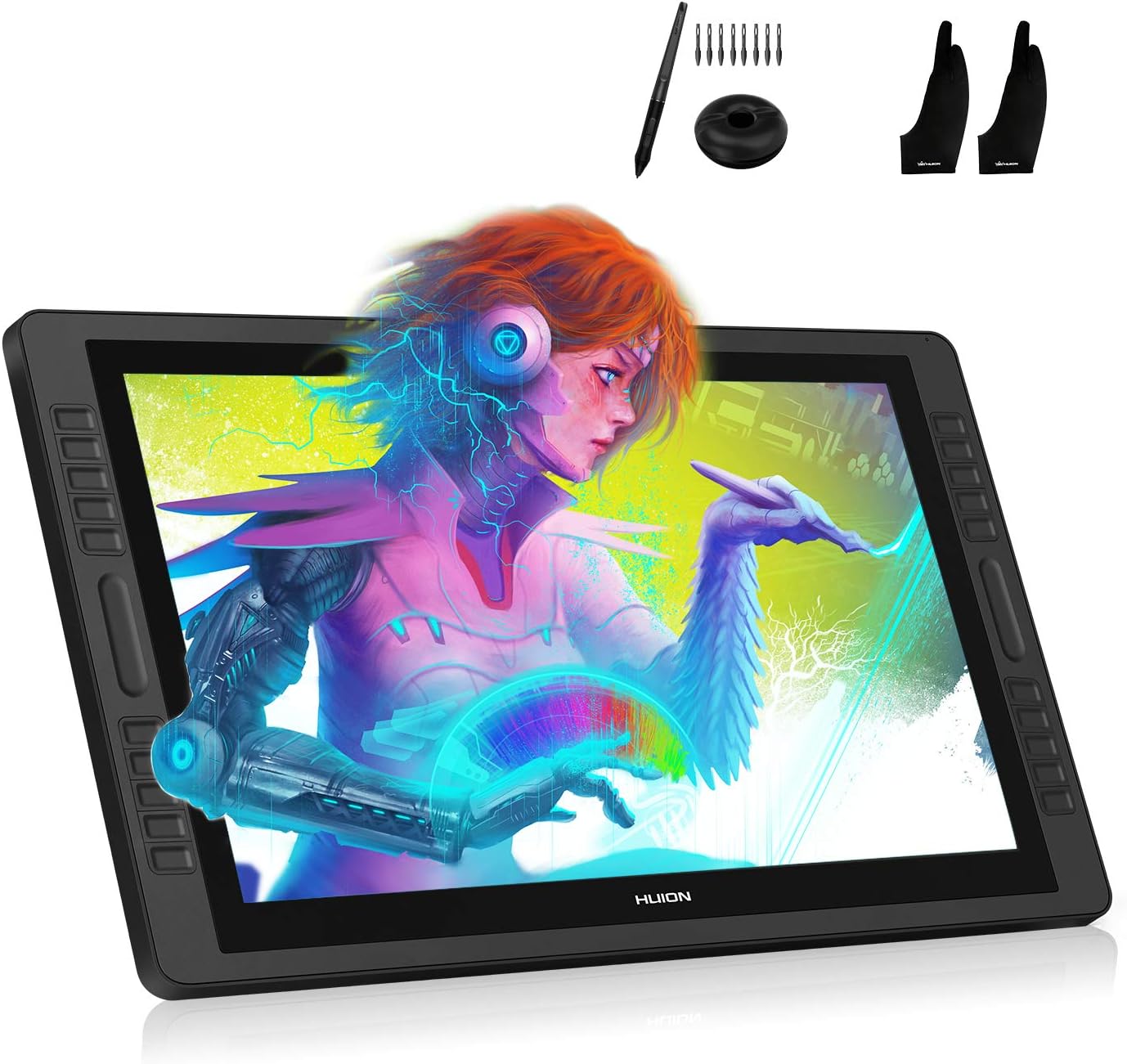 Huion KAMVAS PRO 22 Drawing Monitor Pen Display Battery-Free Stylus 8192 Pen Pressure with Two Artist Gloves and 10 Pen Nibs - 21.5 Inch GT-221 V2