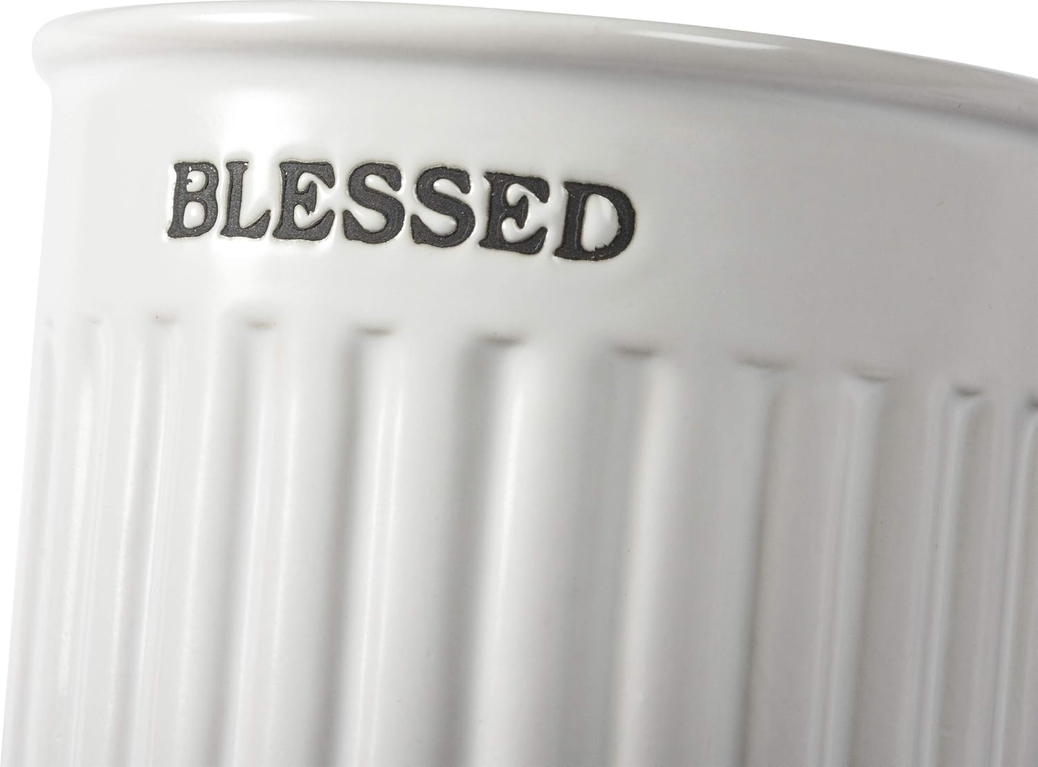 Primitives by Kathy Grateful Stoneware Utensil Holder Set, White