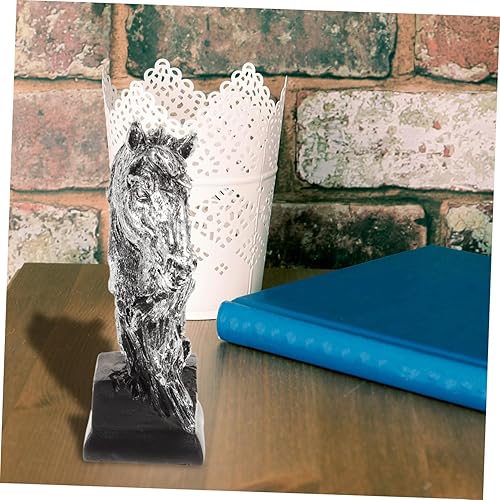 Miniatura 4 de IMIKEYA Mini estatua de cabeza de caballo, escultura, figura de animal, manualidades, adorno, manualidades, regalos para mesa, escritorio, hogar,
