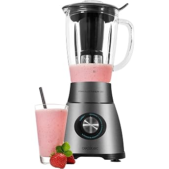 Cecotec Stand Mixer Power Black Titanium 2500MAX Spatula. 1800 W 22000 RPM 6 Titanium Blades Thermo-resistant 1.8 L Container 5 Speeds Turbo Juicing Filter Metaluxe Sealing Cap