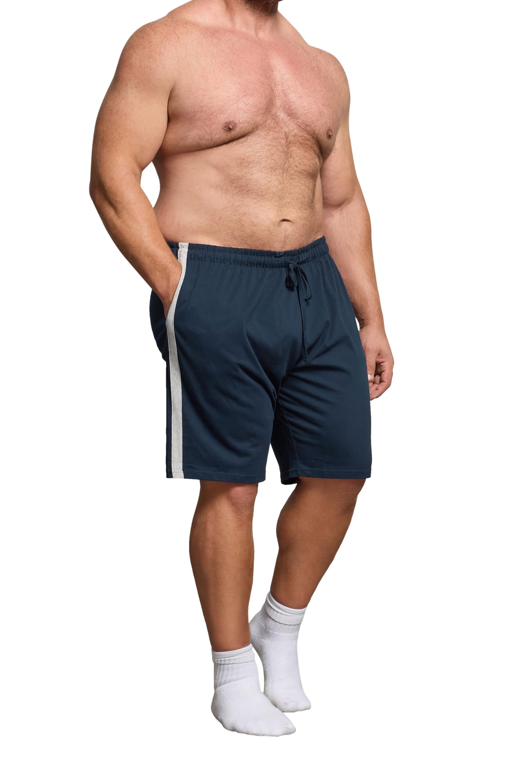 Badrhino Men's Navy Big & Tall Blue Lightweight Lounge Shorts - Plus Curve 5XL-6Xl Plus