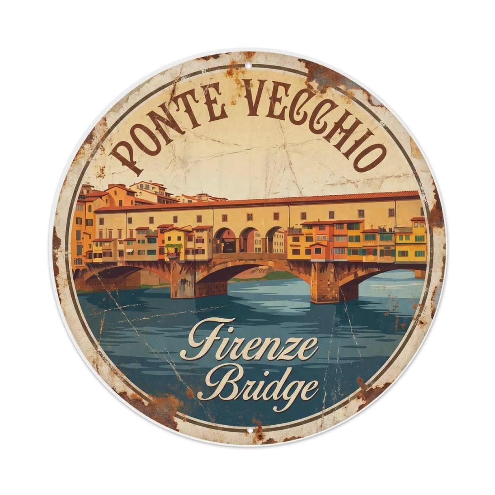 Fqnyr Style Vintage Travel Ponte Vecchio Florence 2 Metal Tin Sign