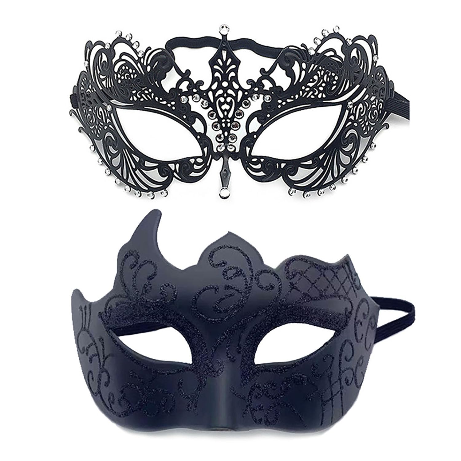 YIMINI 2 Pieces Venetian Masks, Venetian Masquerade Mask for Ball, Masquerade Party Mask for Men and Women, Elegant Dance & Carnival Masks (B)