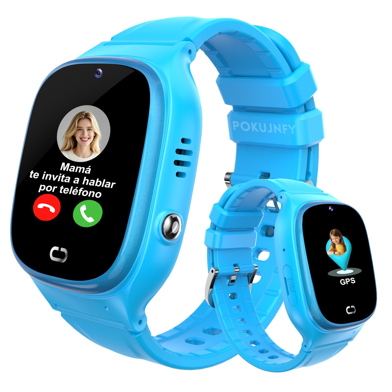 Reloj Inteligente Niño GPS y Llamadas Teléfono Chat Contactos SOS Juego IP68 Impermeable Despertador Modo Clase Digital Reloj Inteligente Niña Niños Niñas Cumpleaños Regalo