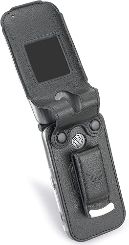 Miniatura 6 de Funda para Coolpad Belleza Flip Phone, Nakedcellphone [cuero vegano negro] funda con [protección de pantalla integrada] y clip de cinturón de metal
