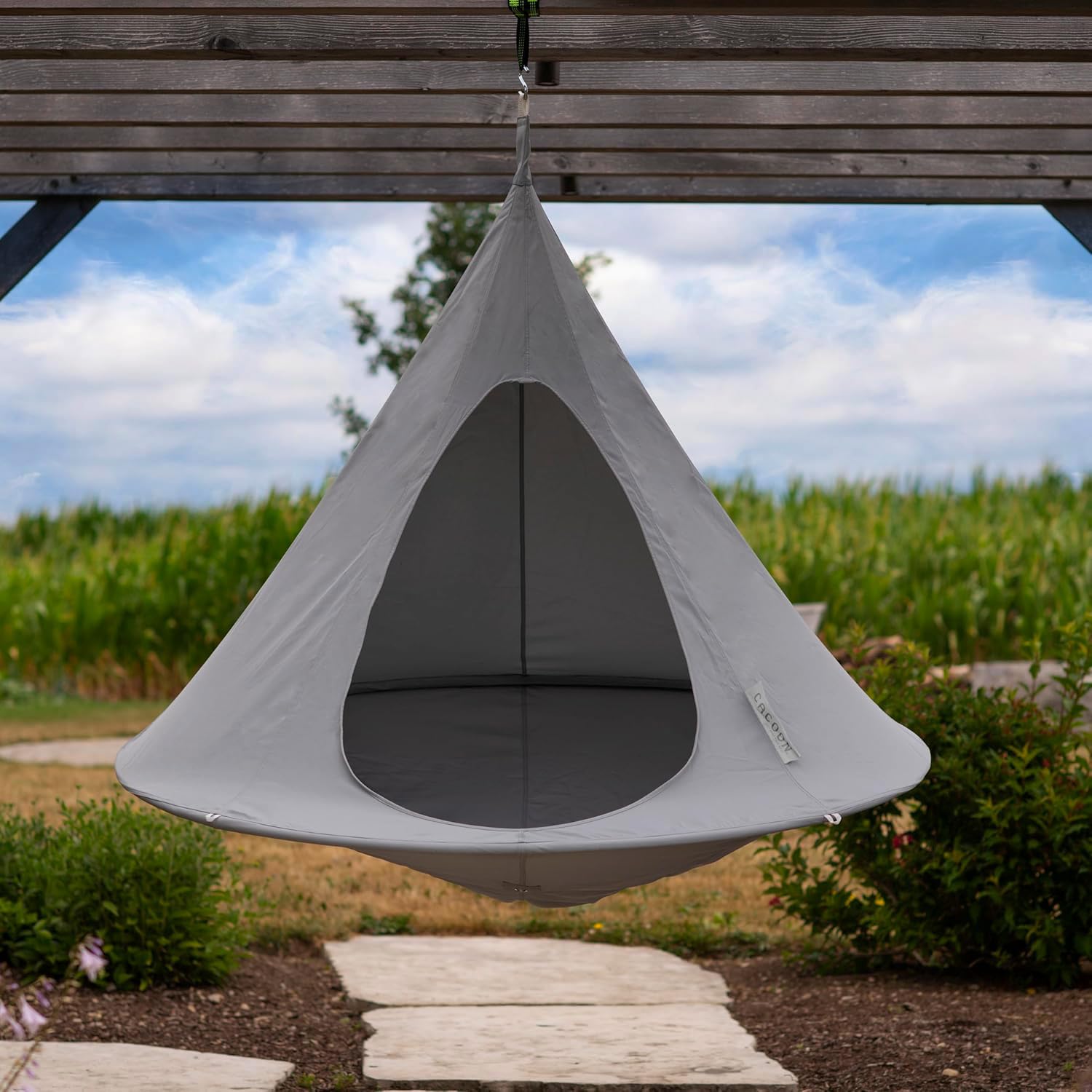 Hamac de Camping, Balançoire Suspendue en Corde avec Corde réglable, Tente à Suspendre, Oxford, Fauteuil Suspendu, pour l'extérieur, l'intérieur, Le Camping, la Plage,café,100cm*110cm
