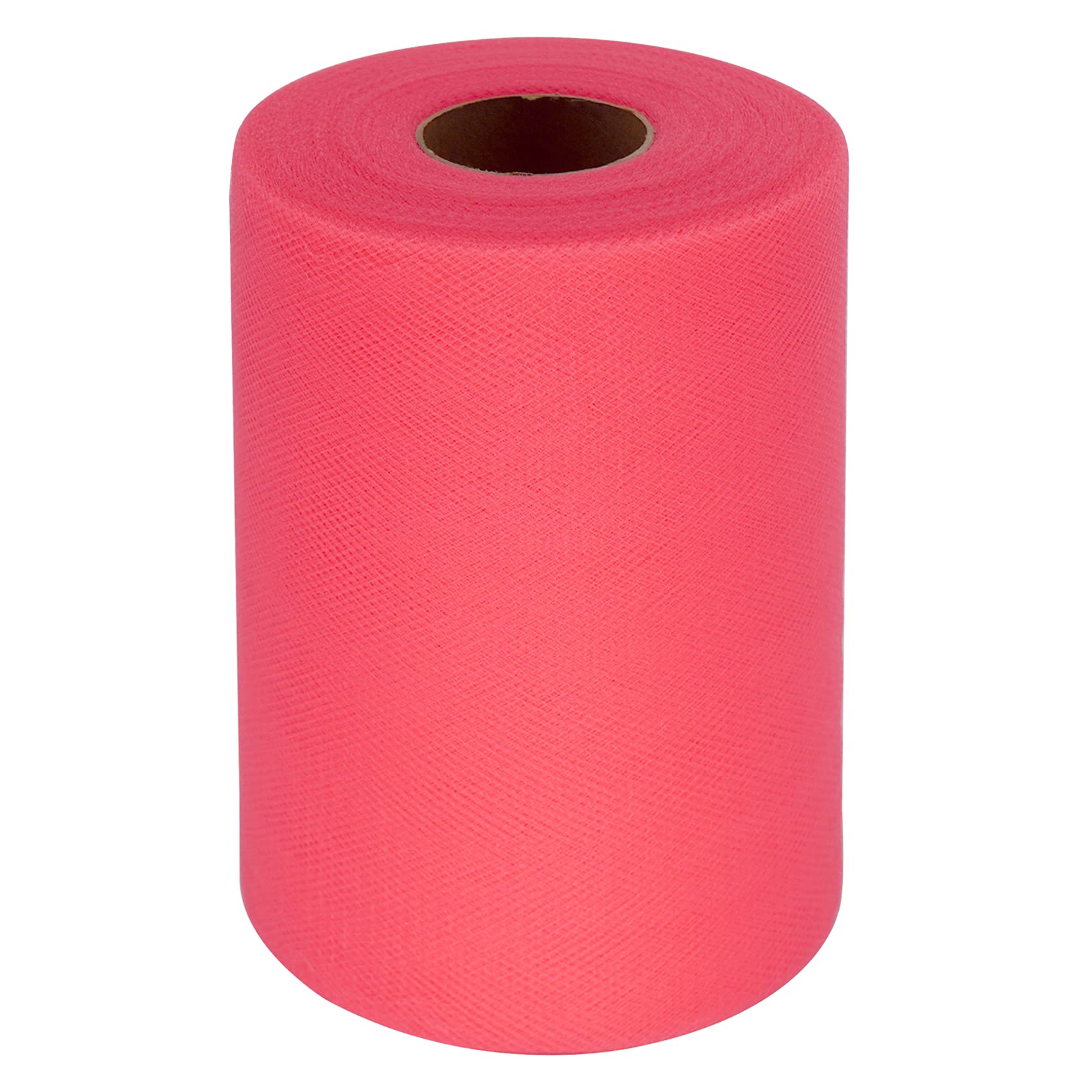Coral Tulle Fabric Rolls 6 Inch by 100 Yards (300 feet) Tulle Spool for Wedding Party Decorations Gift Bow Craft Tutu Skirt (Watermelon Red)