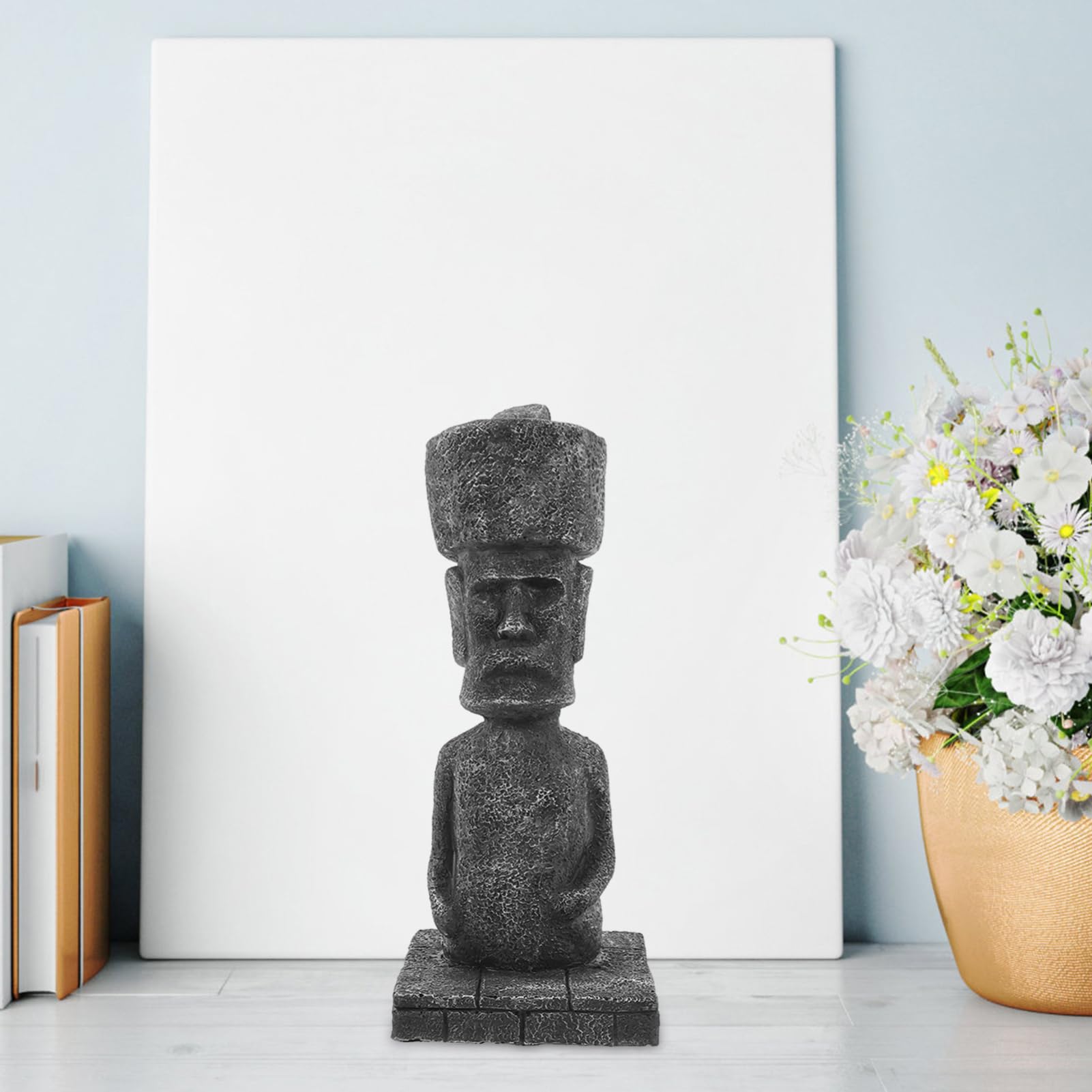 MAGICLULU Statua Moai Antica in Resina, Decorazione per Acquario e Casa, Effetto Realistico Roccia-caverna, Facile da Posizionare, Ornamento Paesaggistico