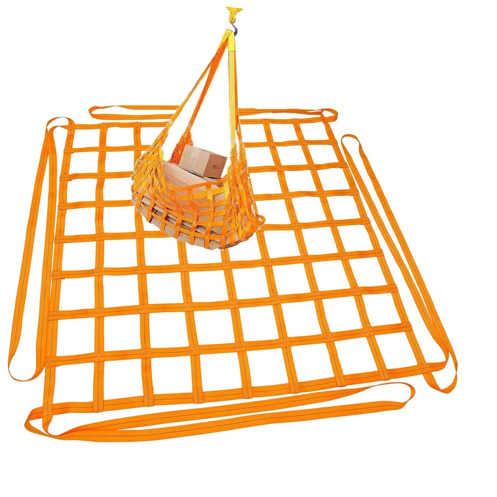 Red de elevación colgante: red de carga de poliéster, red de cincha plana, red de carga colgante, red para escalar bungee, red de seguridad para escaleras, naranja ( Size : 2 X 2M/Mesh 15cm/Load 2t )