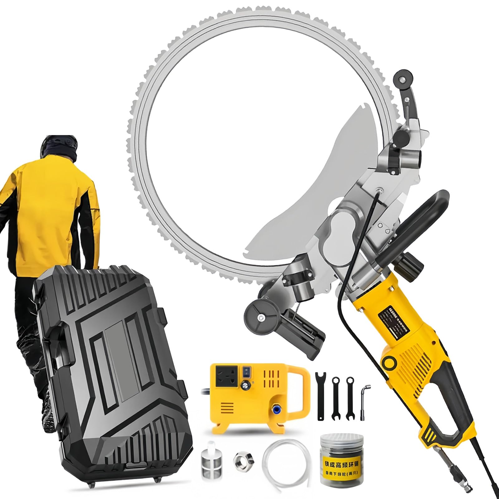 YXYLJOZ Electric Concrete Cutters Saw, 8000W Brushless High Frequency Circular Saw for Cutting Brick, Stone, Granite, and Porcelain with Toolbox and Blades