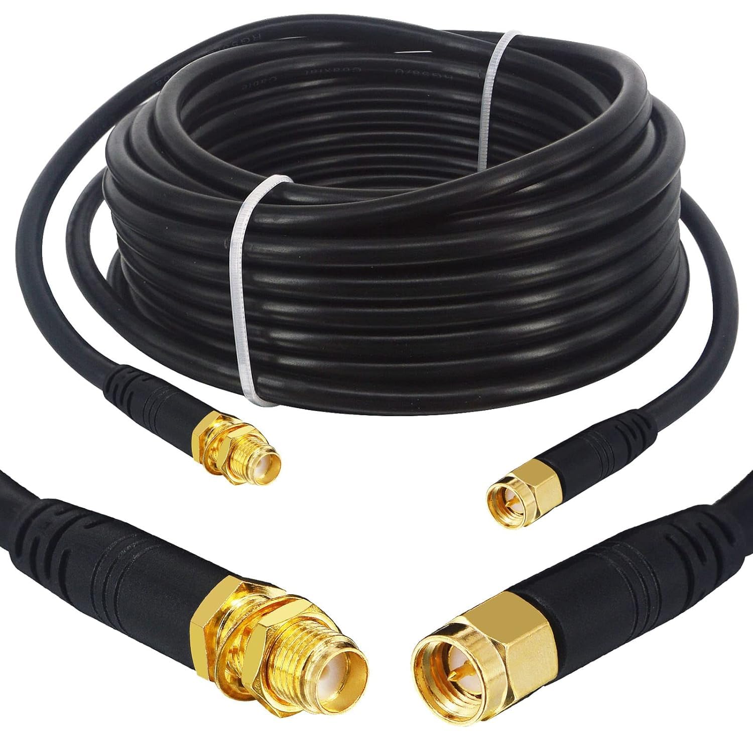 15M Cavo Coassiale SuperFlex RG58 Aggiornato Cavo Coassiale SMA Maschio a SMA Femmina Cavo WLAN Cavo Antenna WLAN Adattatore SMA per Dispositivi 3G / 4G / LTE/GPS/RF Radio/WiFi Antenna/Radio
