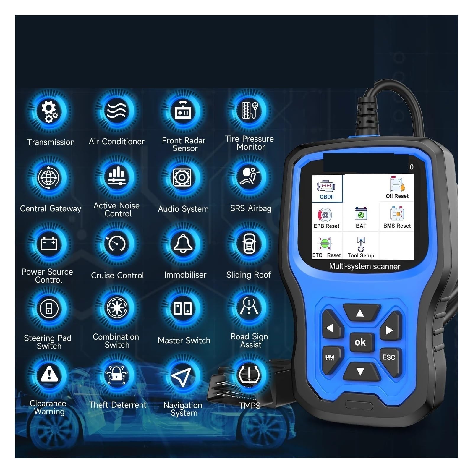 Scanner OBD2 for auto for Lettore di codici di tutti i sistemi ABS EPB SRS OLIO Reset Strumento di scansione diagnostica for auto OBD 2