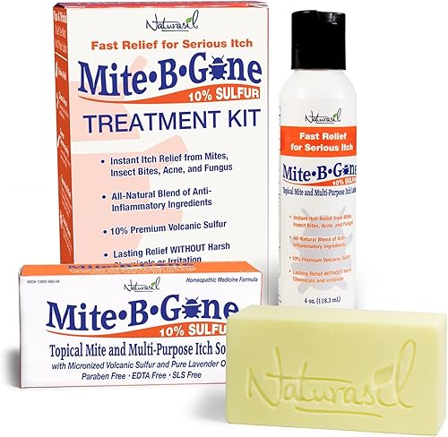 Mite Treatment Lotion & Soap by Mite-B-Gone Natural Relief for Acne, Bug Bites, Skin Redness & Itching, Discomfort & Rosacea Safe for Kids and