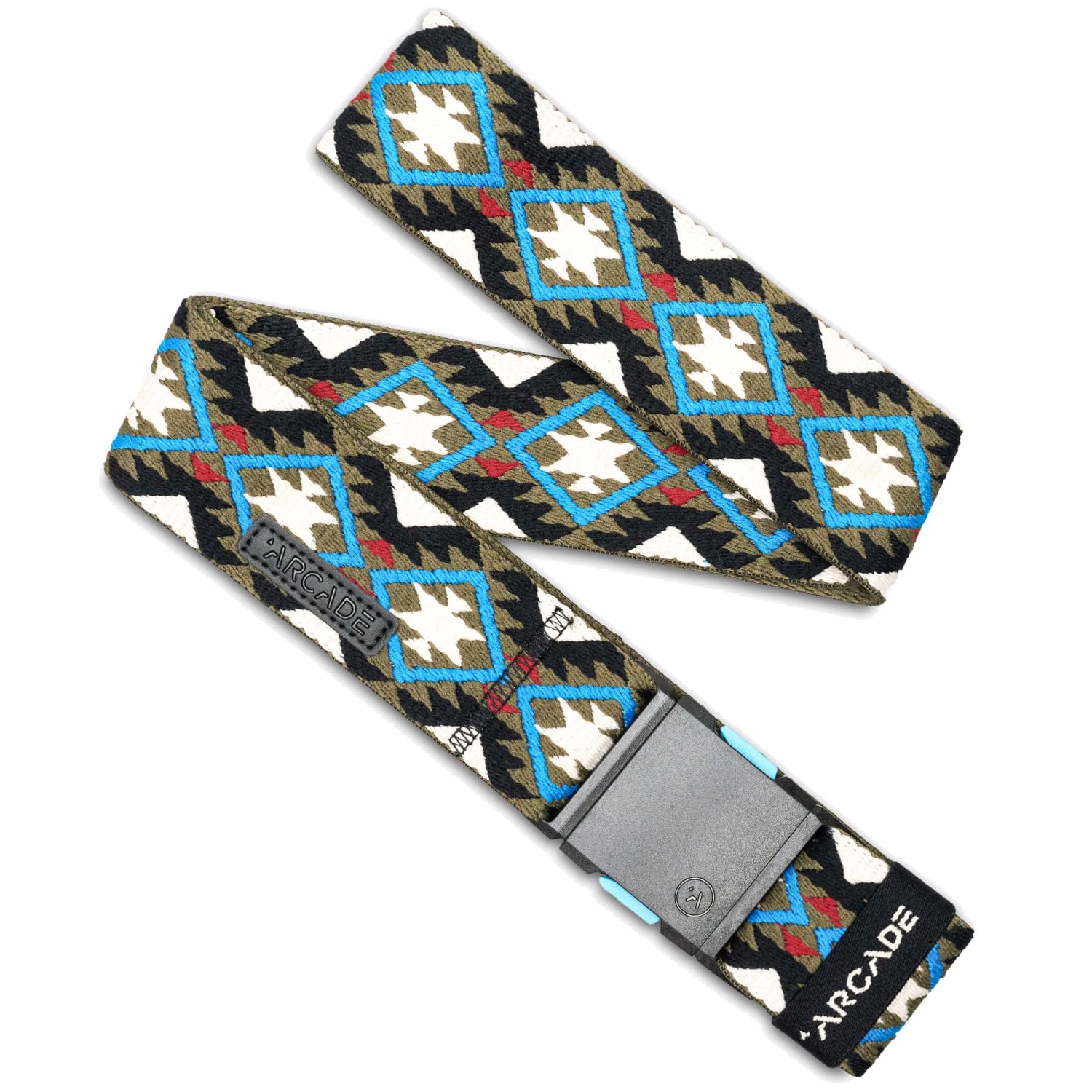 Arcade Belts A2 Twilight Unisex Adventure Belt: Heavy Duty Stretch, Metal Free Buckle, Oat/Turquoise
