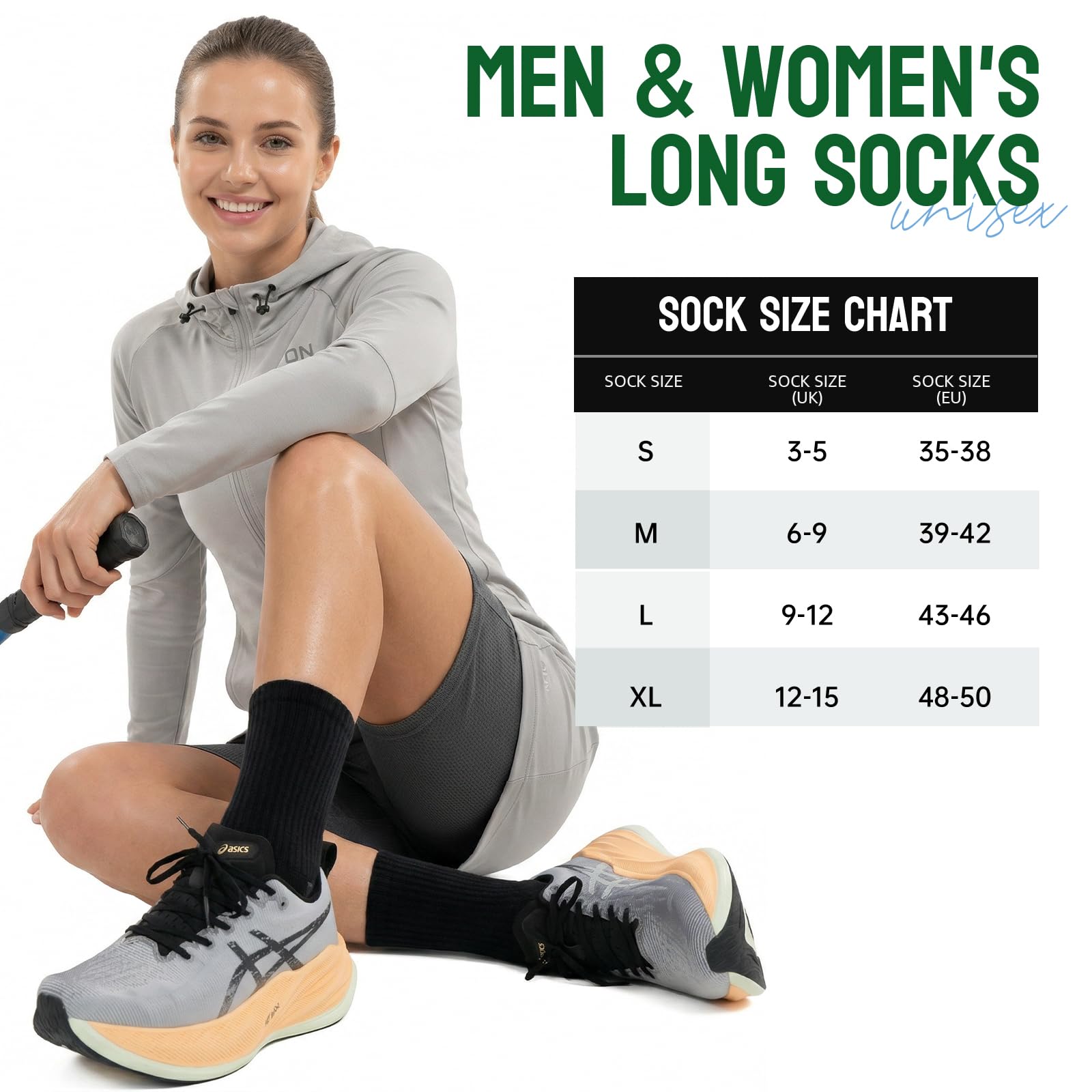 Alaplus Calzini Lunghi Uomo Donna 6 Paia, Calze lavoro in Cotone Traspiranti Antiscivolo, Calzini Sportive Uomo Estive Ideali per Running Trekking