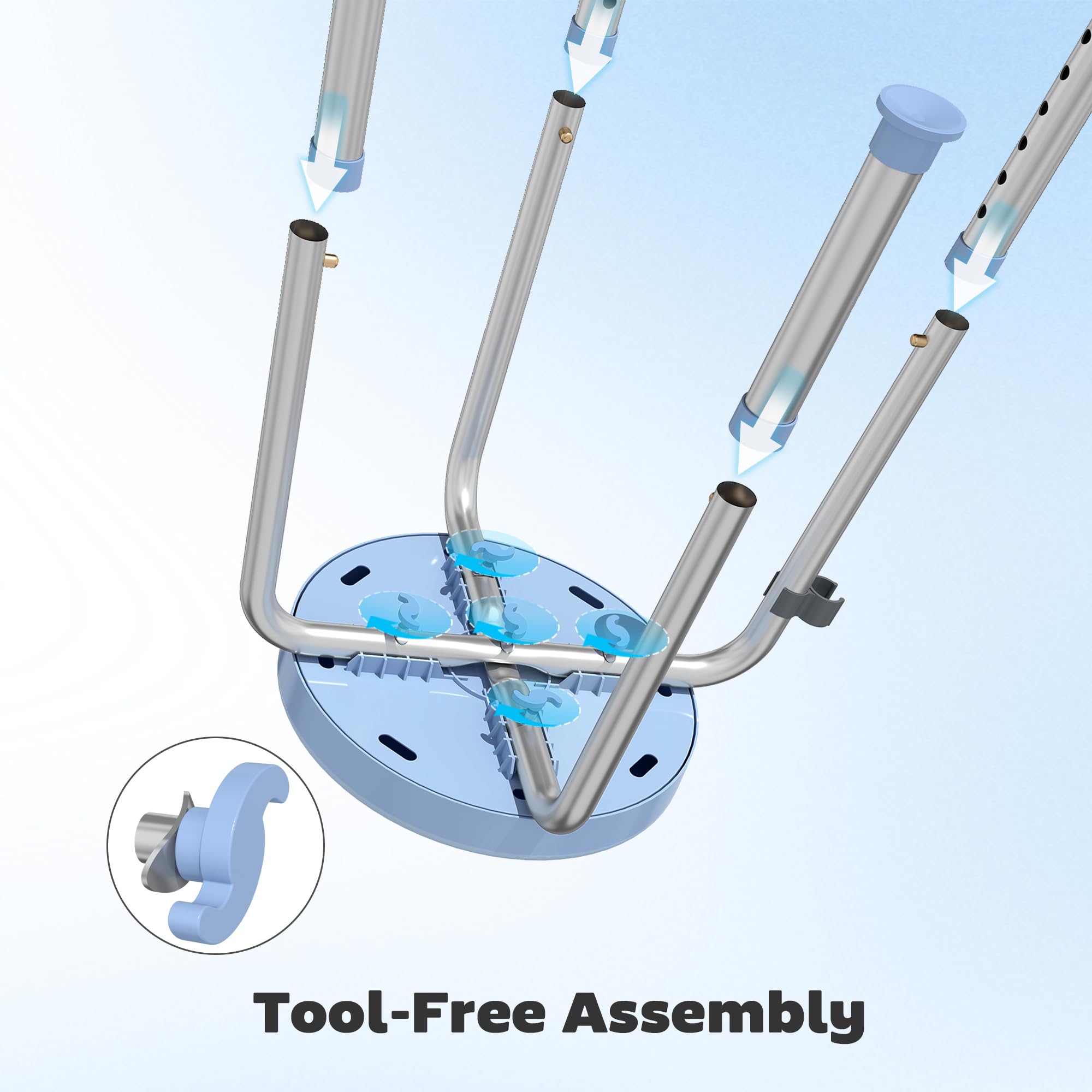 HOMCOM Silla Ducha Personas Mayores Giratorio 360° con Marco Aluminio | Taburete Ducha, Altura Regulable 5 Niveles, Antideslizante, Silla de Baño, Montaje Sin Herramientas, Carga 136 kg