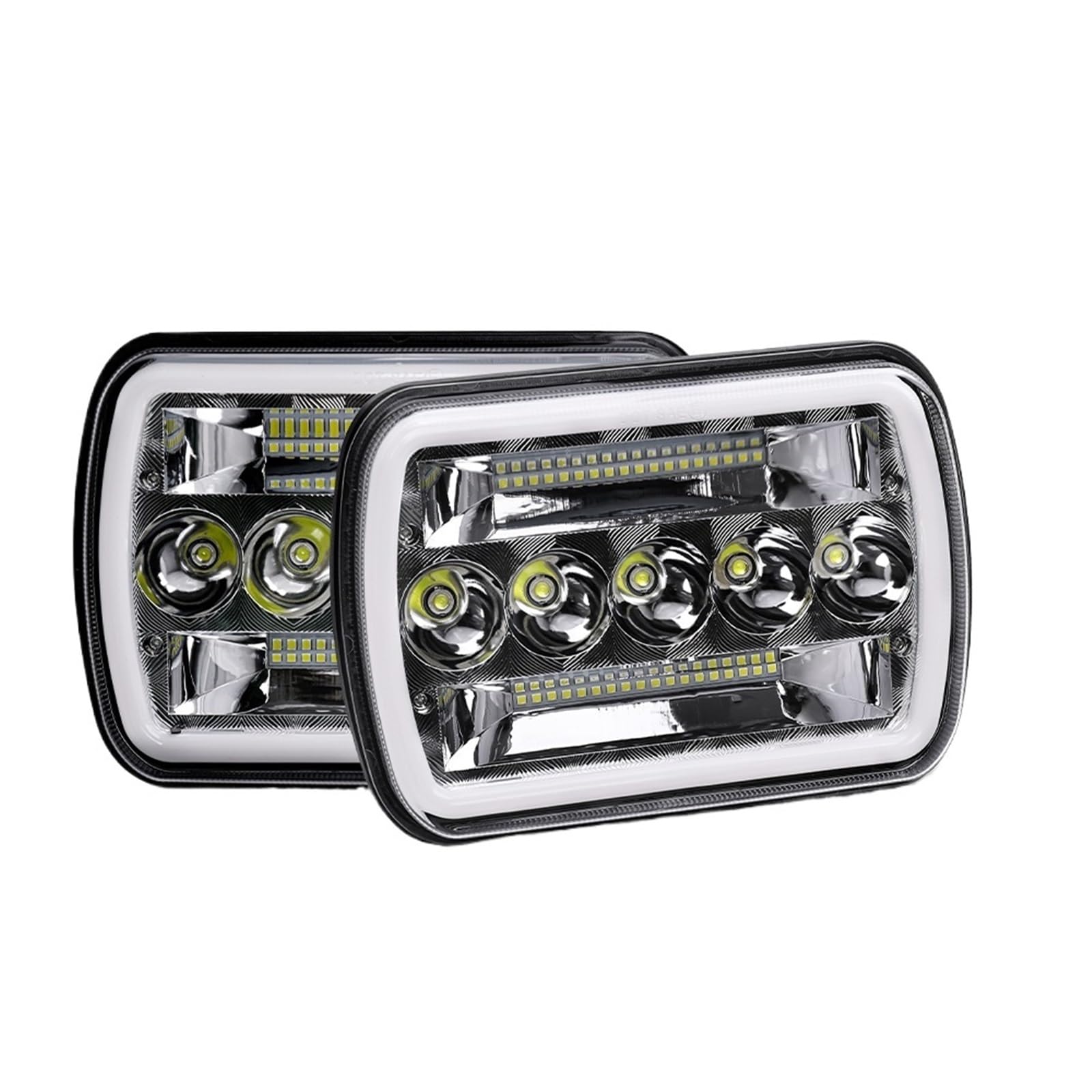 Reflektor dalekosiężny Reflektory LED 5x7 H4 H6054 H5054 6052 6053 Biało-bursztynowe Halo do jazdy terenowej Reflektor LED