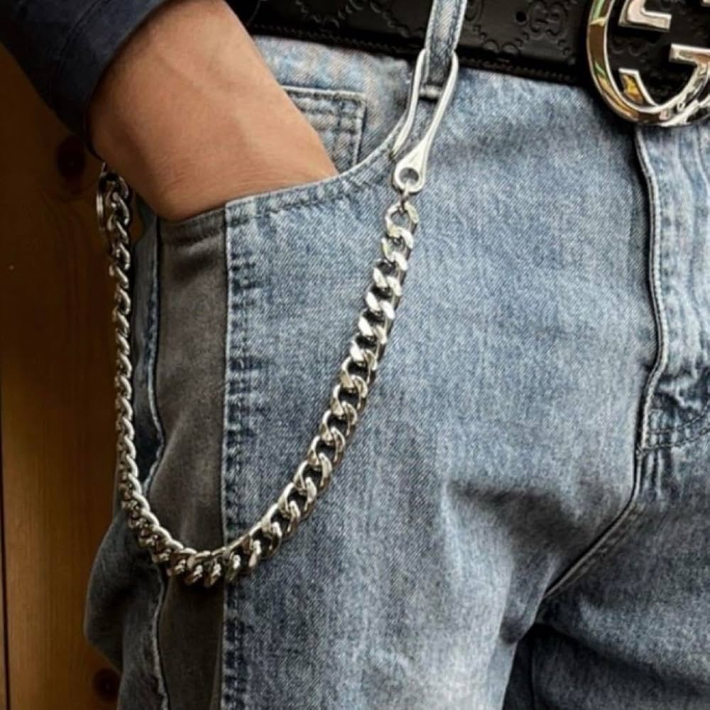 ウォレットチェーンバイカー　アメカジ　ヴィンテージ メイドインUSA シルバー Amazon.co.jp: ウォレットチェーン シルバー アメカジ 喜平