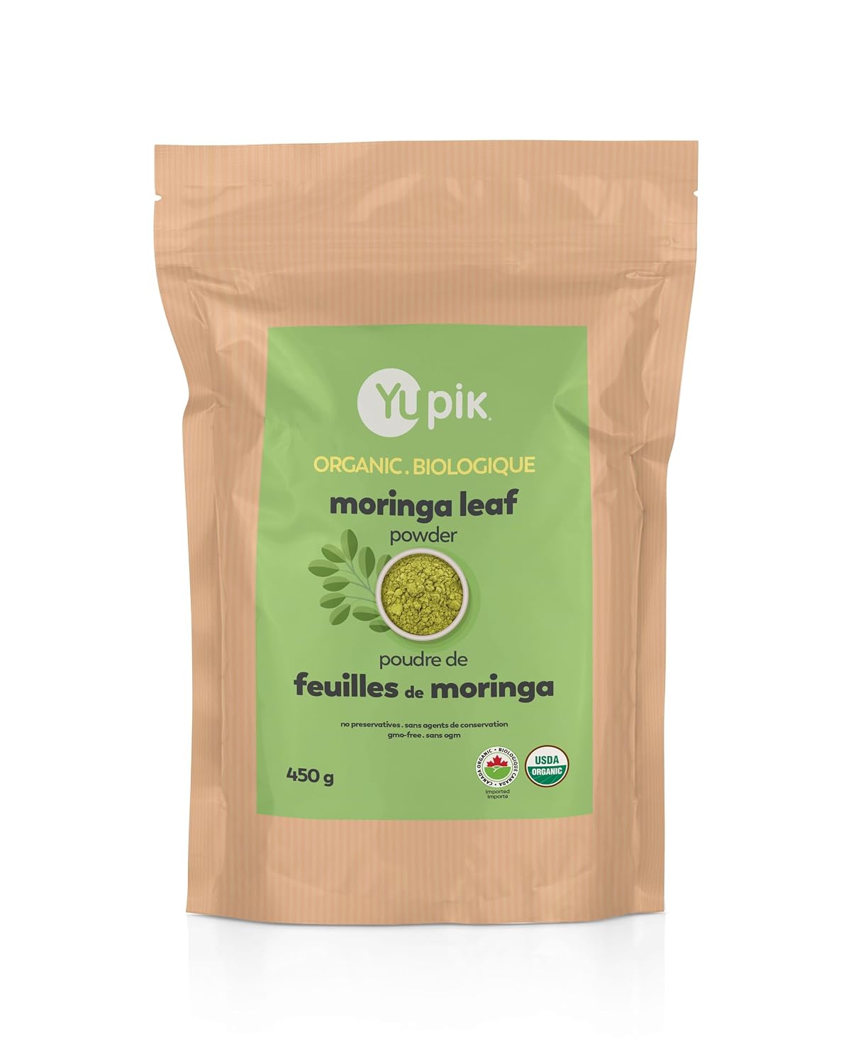 Yupik Organic Moringa Leaf Powder 450g, USDA Certified, Non-GMO, Vegan, Gluten-Free, Kosher, Nutrient-Rich Superfood for Baking, Cooking & Drinks