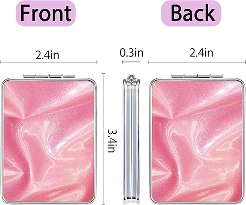 Miniatura 41 de Espejo de bolsillo, pequeño espejo de viaje con aumento, espejo cosmético portátil de doble cara con aumento para uso diario (mármol azul)