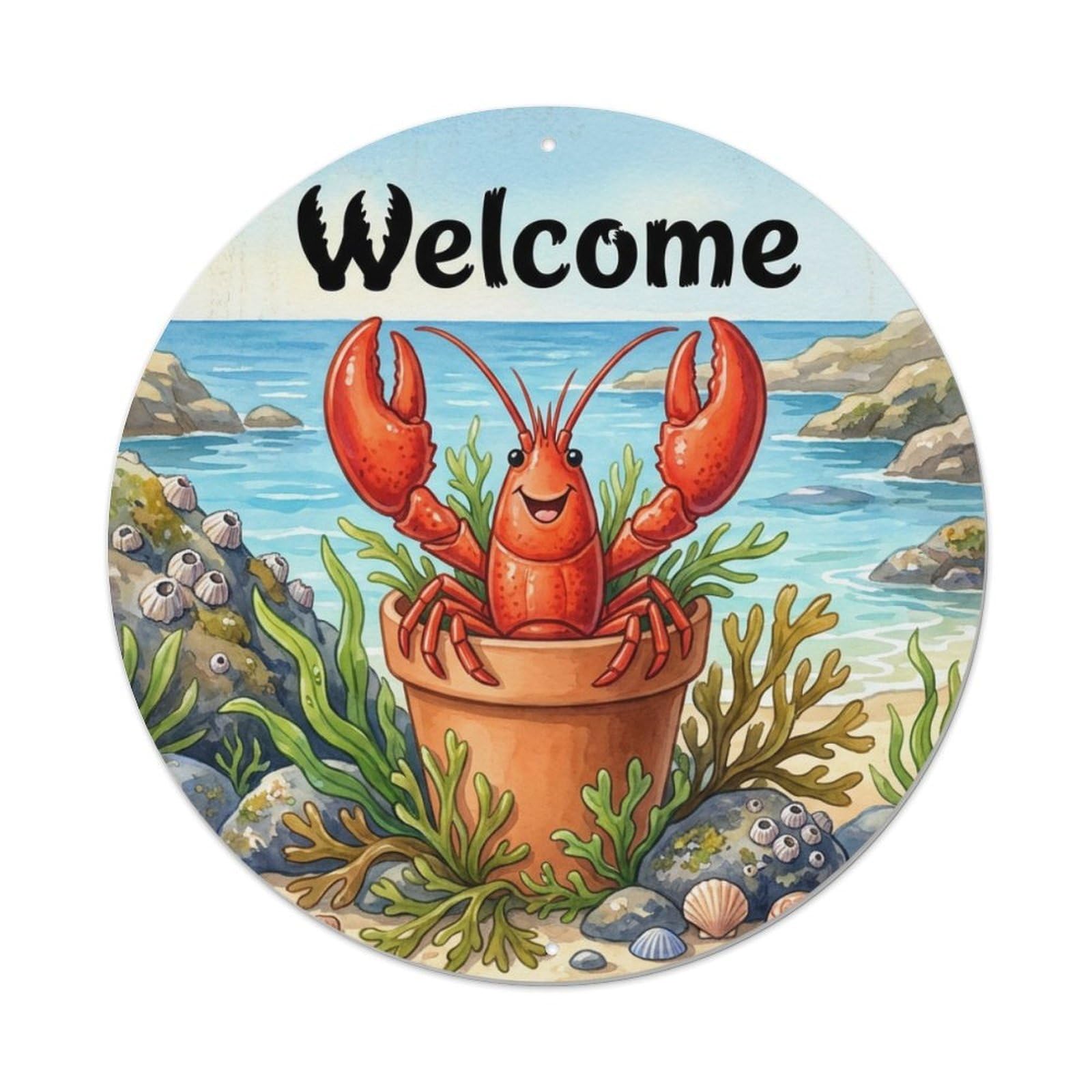 Welcome Lobster Rock Pool Metal Tin Sign