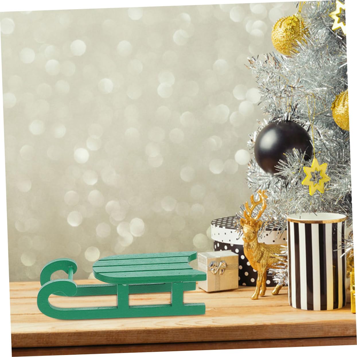 5 Juegos De Adornos Navideños De Trineo De Madera Blanca para Decoración De Escritorio Adornos Festivos para El Hogar 2 Unidades X 5
