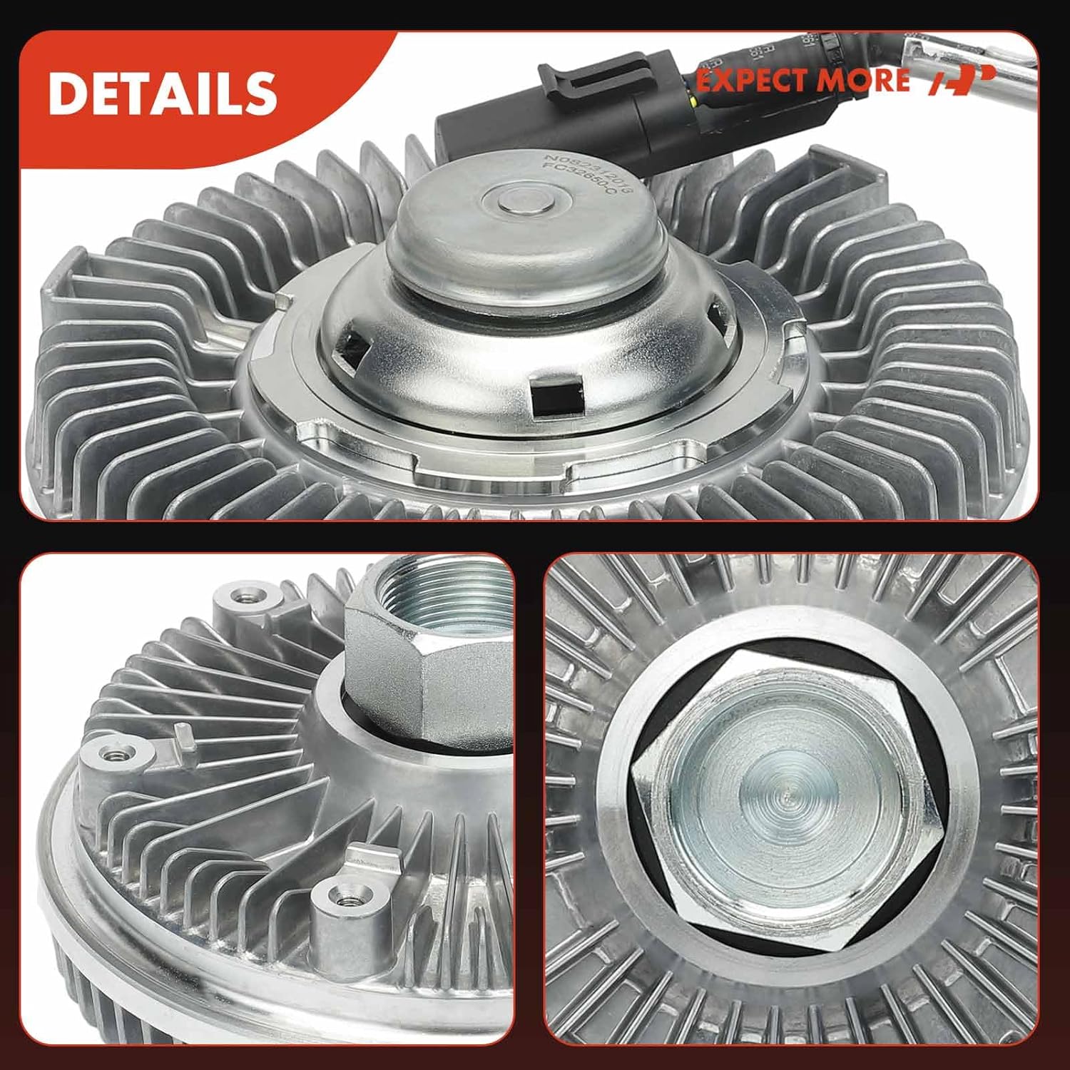 A-Premium Electronic Radiator Cooling Fan Clutch Compatible with Ford F-250 Super Duty, F-350 Super Duty, F-450 Super Duty, F-550 Super Duty, 2008-2010, 6.4L, Turbocharged Only