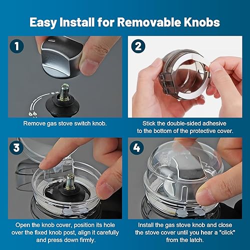 Miniatura 8 de Paquete de 5 fundas para pomos de horno para seguridad infantil, fundas de seguridad transparentes para pomos de estufa y cerraduras de estufa de